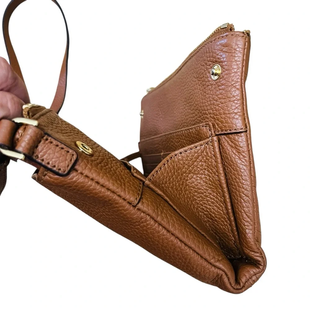 Michael Kors Brown Pebbled Leather Small Crossbody Bag